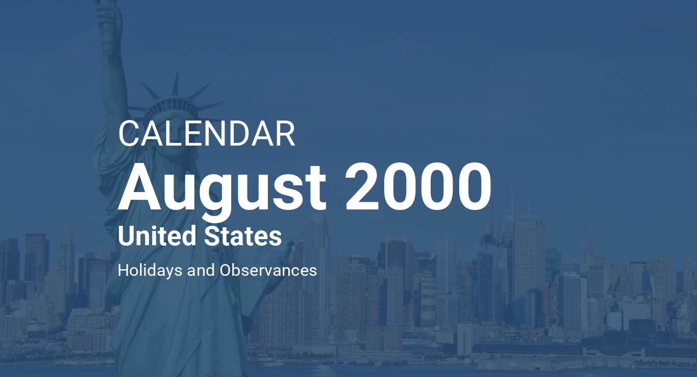 August 2000 Calendar United States